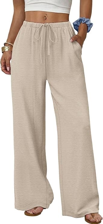 Sampeel Women's Wide Leg Drawstring Palazzo Pants